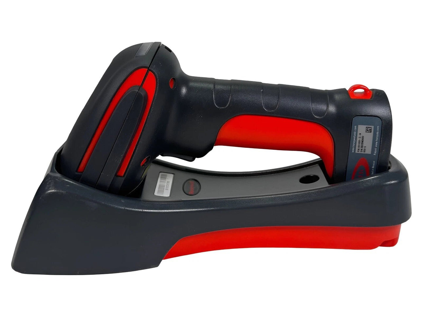 Honeywell Granit 1911i scanner charging cradle angled view