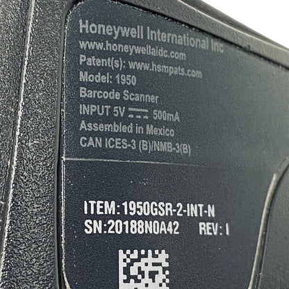 Honeywell Xenon XP 1950 model 1950GSR-2-INT-N serial label close up