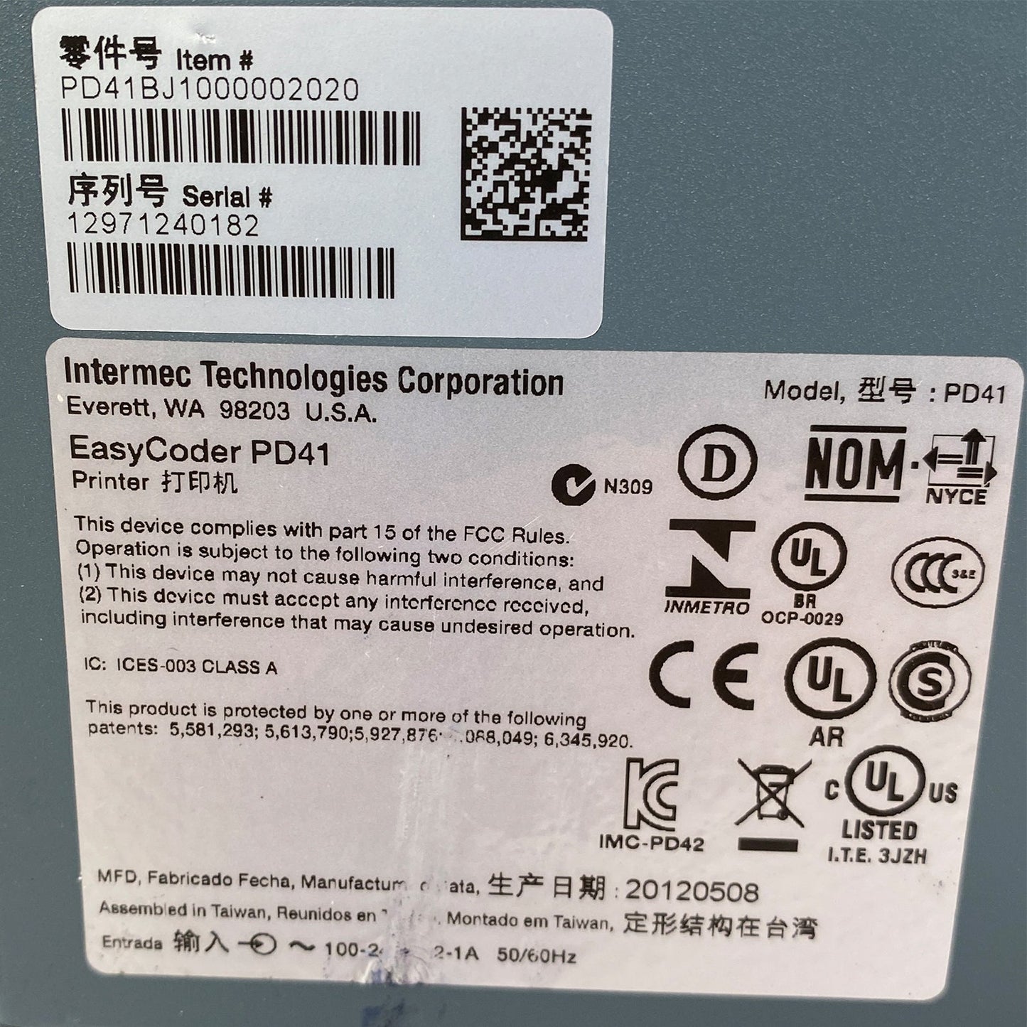 Intermec EasyCoder PD41 Industrial Thermal Barcode Printer 203 DPI Serial USB Etherne