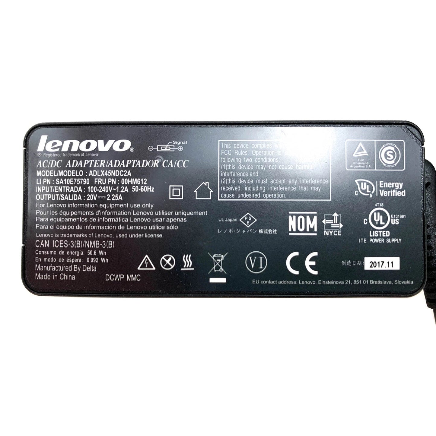 Lenovo 45W ADLX45NDC2A AC Adapter 20V 2.25A Square Tip Charger