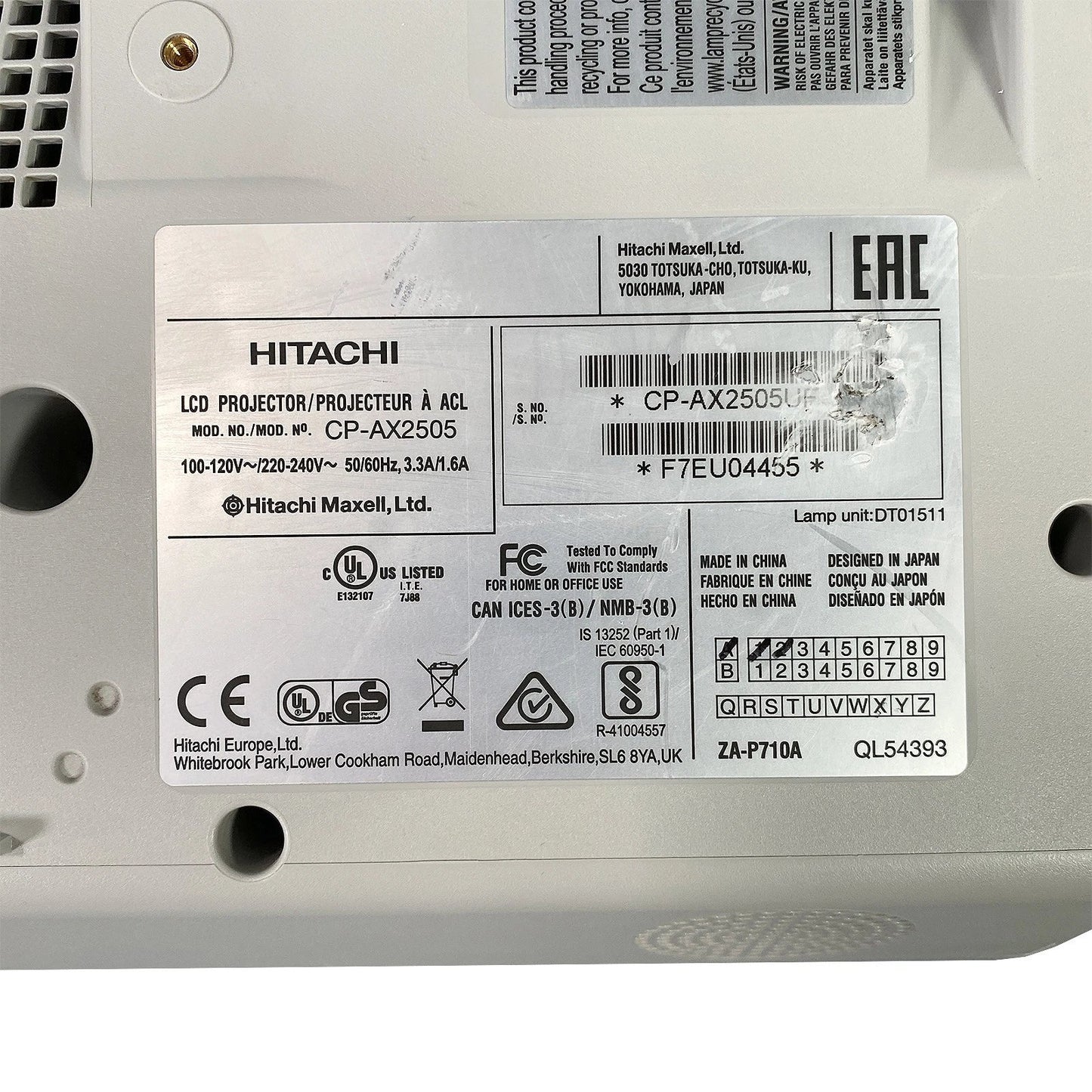 LOT of 4 Hitachi CP - AX2505 3LCD UST Projector 2700 ANSI Lumens – HDMI