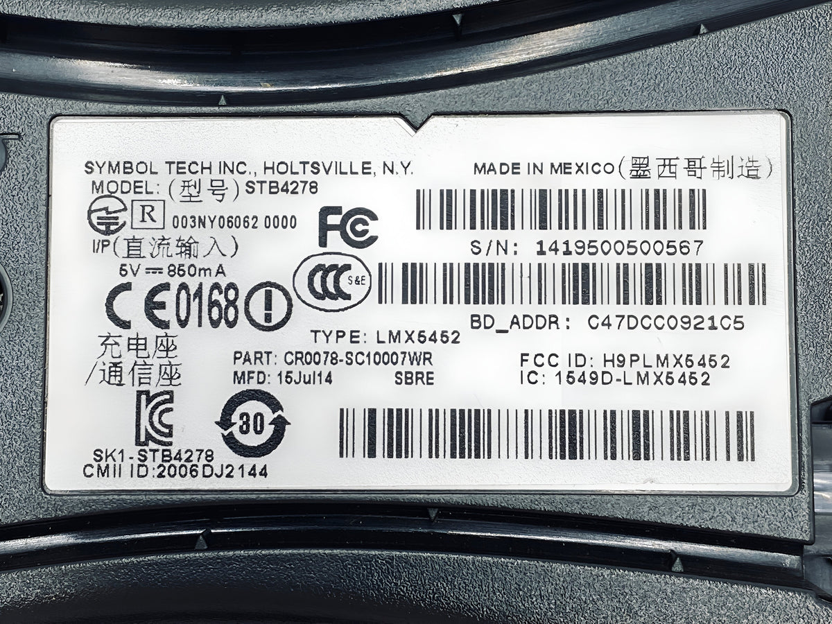 Motorola Symbol LI4278 Wireless Bluetooth Barcode Scanner with STB4278 Cradle Base