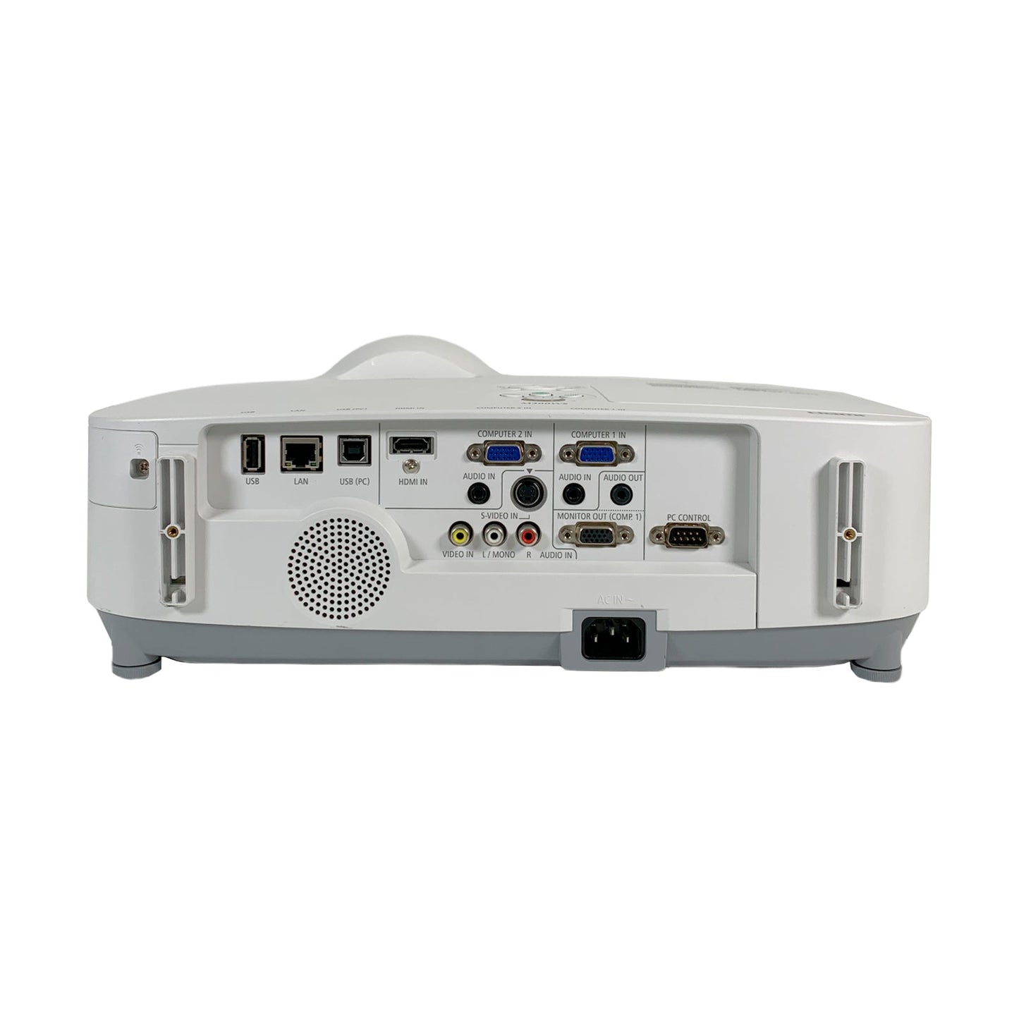 Projector rear input output ports HDMI VGA and audio connections