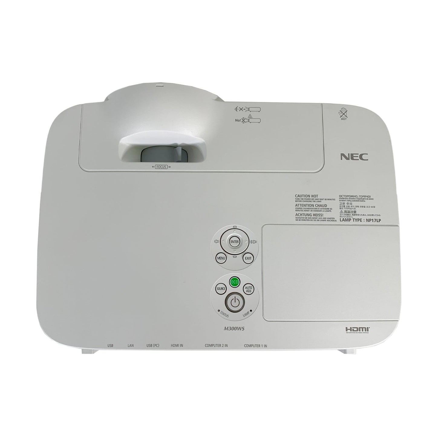 Projector top control buttons and adjustment panel