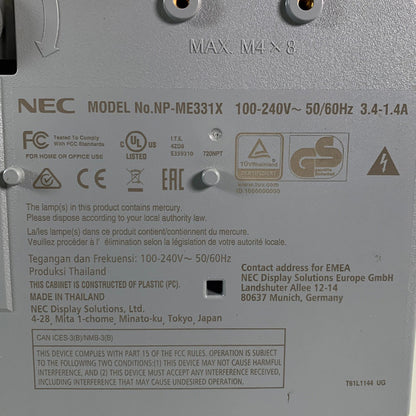 NEC ME331X 3LCD Portable Projector – 3300 ANSI Lumens, XGA, NP43LP