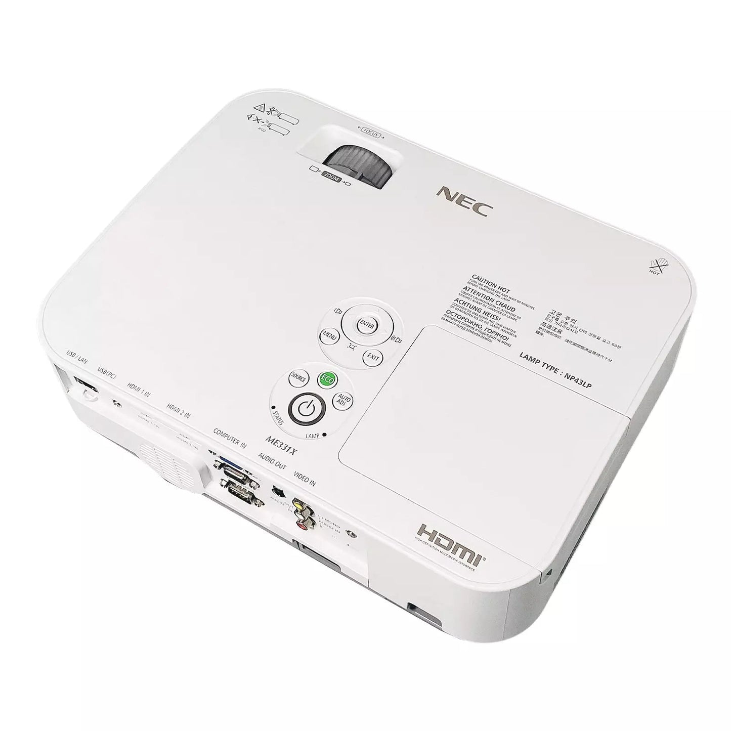 NEC ME331X 3LCD Portable Projector – 3300 ANSI Lumens, XGA, NP43LP