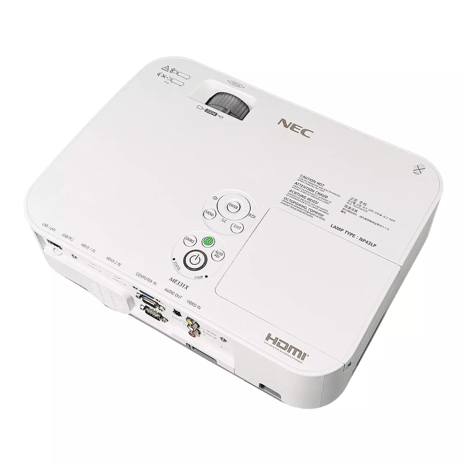 NEC ME331X 3LCD Portable Projector – 3300 ANSI Lumens, XGA, NP43LP