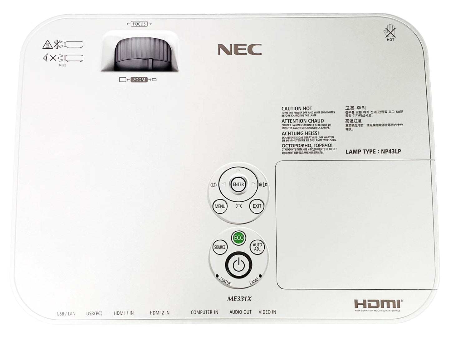 NEC ME331X 3LCD Portable Projector – 3300 ANSI Lumens, XGA, NP43LP