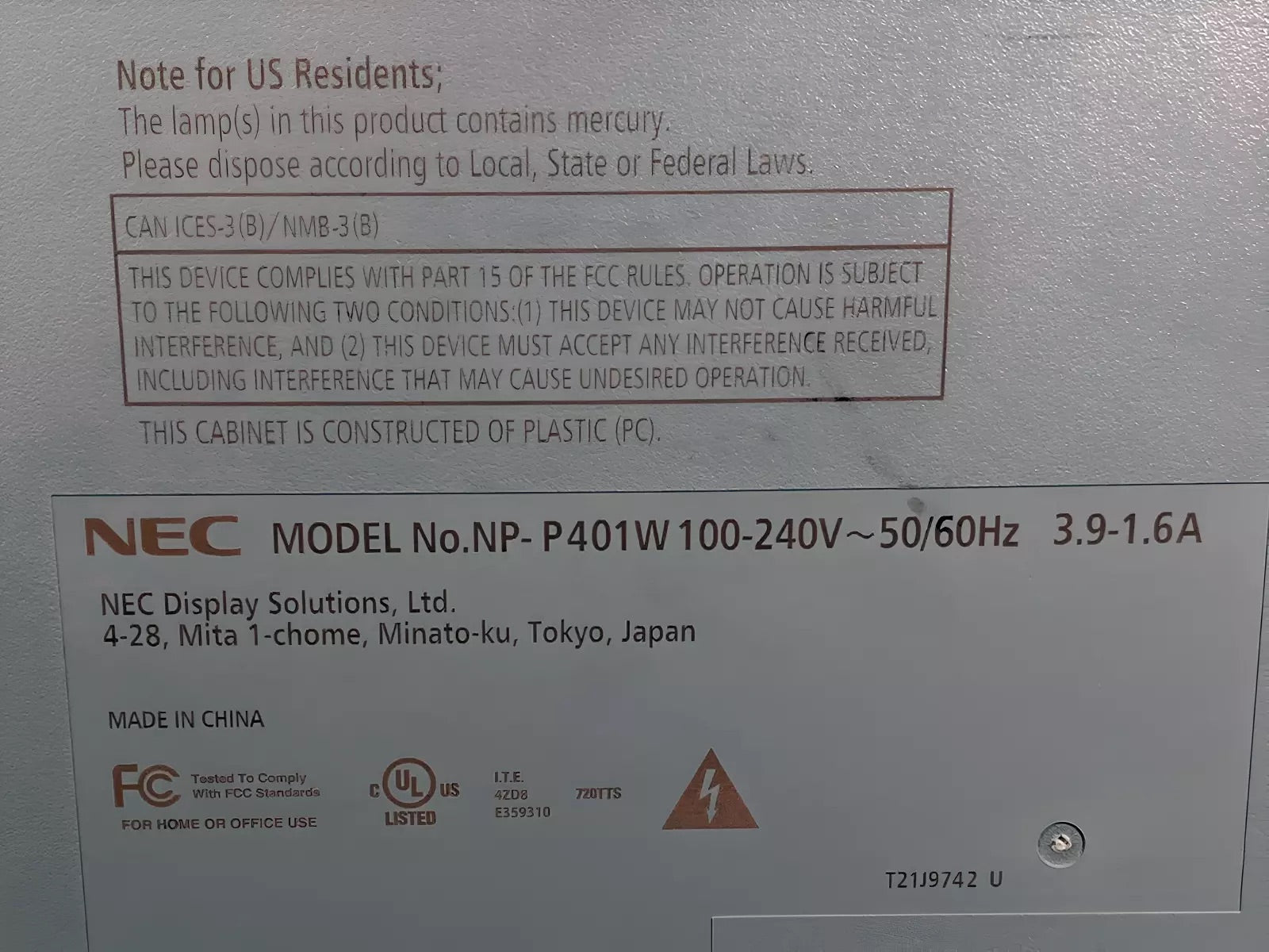 NEC P401W 3LCD Projector for Home Theatre WXGA FHD 4,000 Lumens - TeKswamp