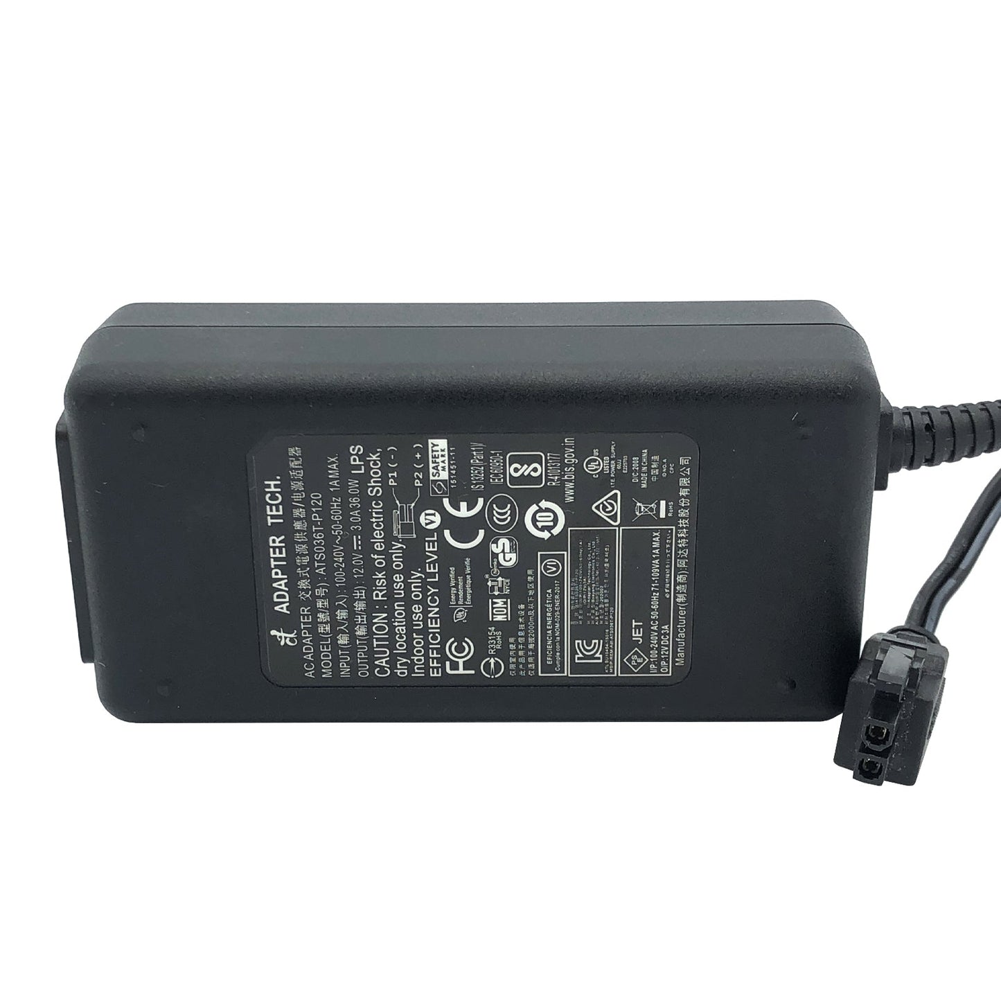 NEW Original Adapter Tech. ATS036T - P120 36W AC Power Adapter – 12V 3A 2 - Pin Charger