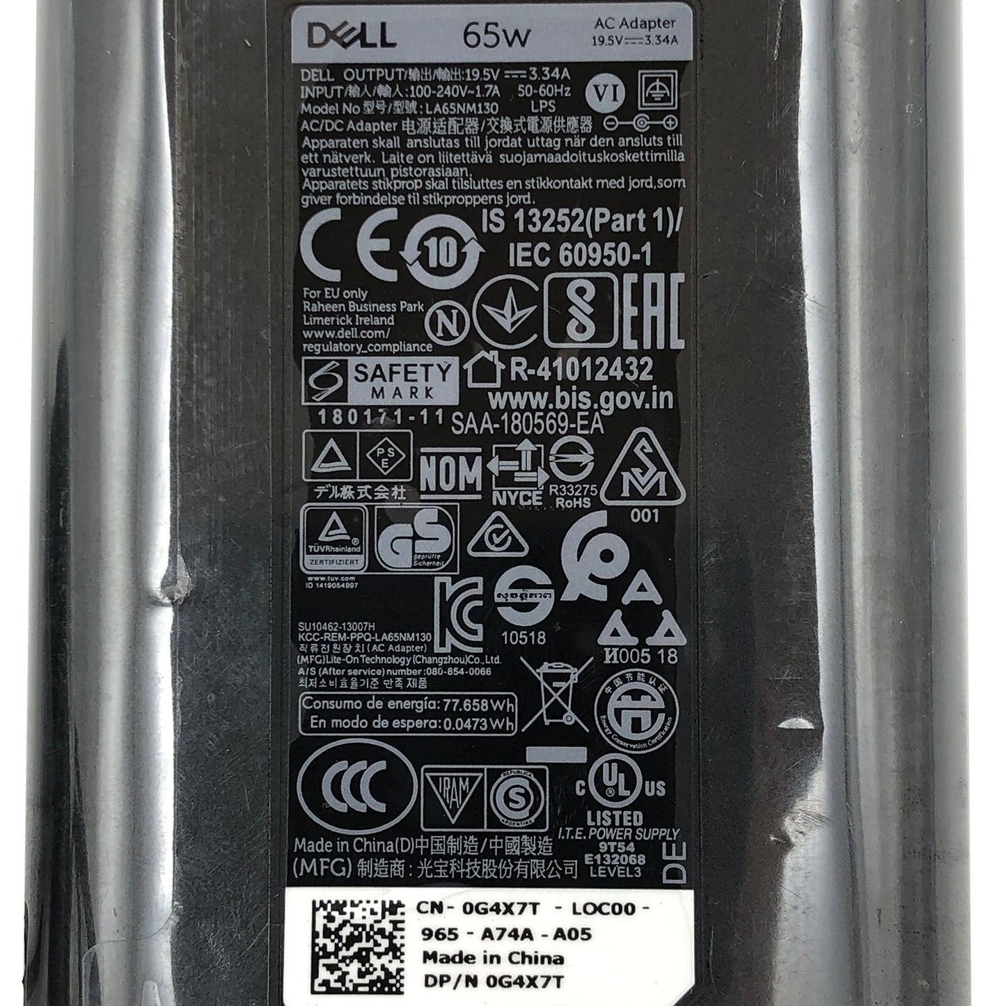 NEW Original Dell 65W AC Adapter LA65NM130 | 19.5V 3.34A 7.4x5.0mm + Pin