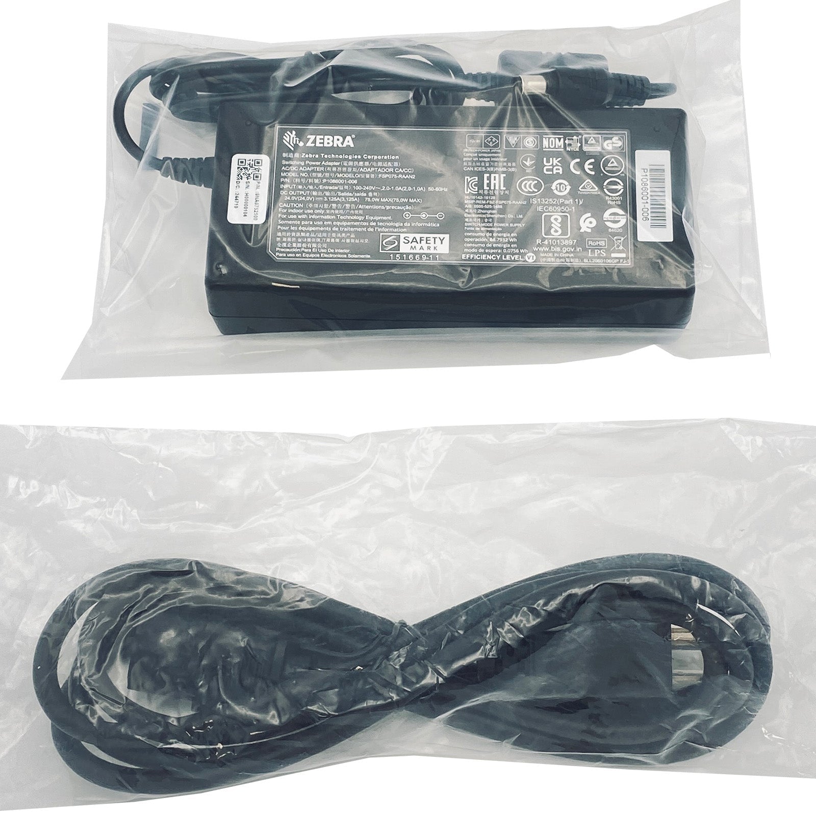 NEW Original Zebra 75W AC Adapter FSP075 - RAAN2 | 24V 3.125A P1076001 - 006 Charger