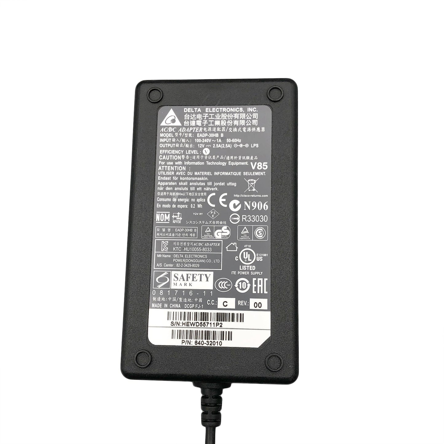 Original Delta ADP - 30KR B AC Adapter – 12V 2.5A, Cisco 640 - 32010 - A - TeKswamp