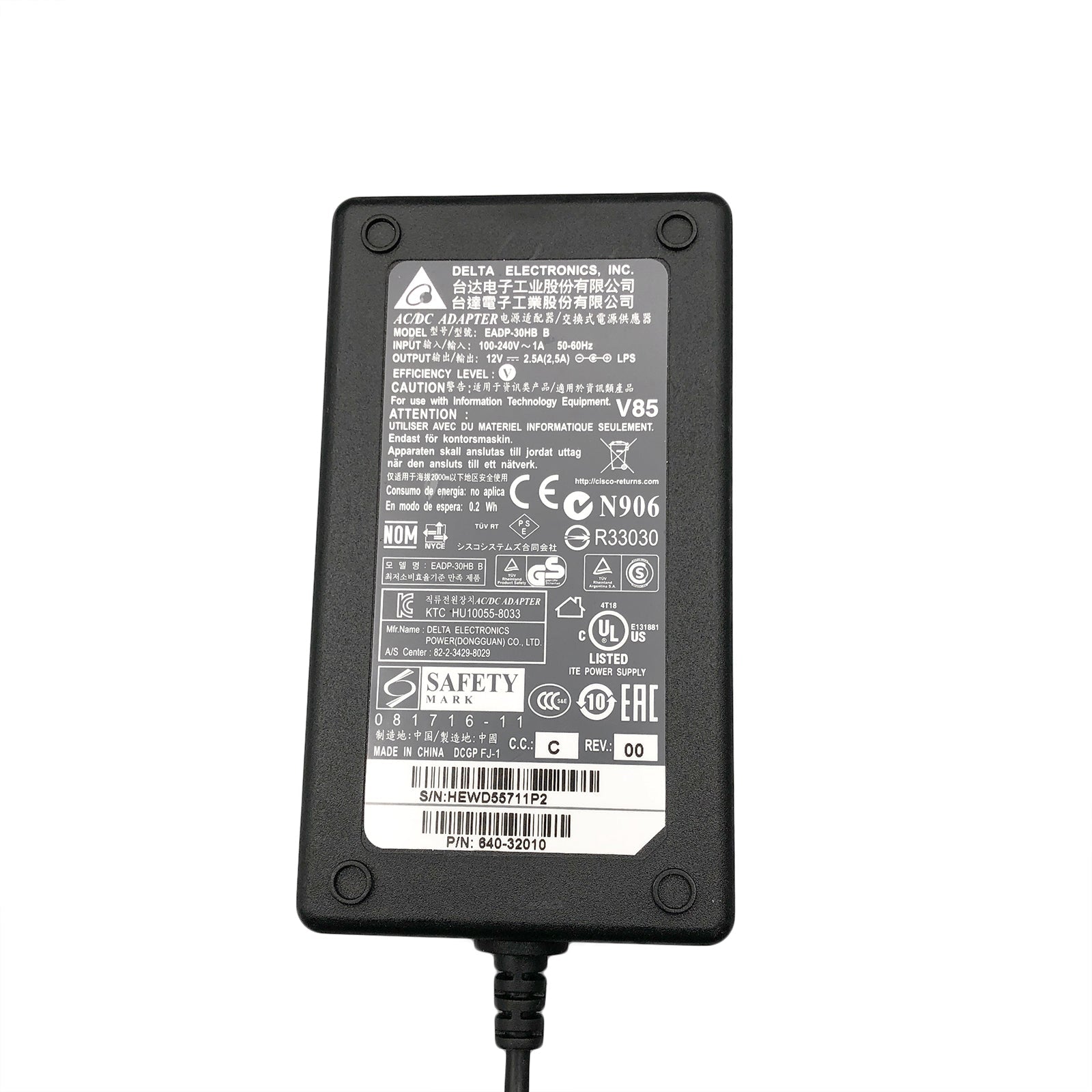 Original Delta ADP - 30KR B AC Adapter – 12V 2.5A, Cisco 640 - 32010 - A - TeKswamp