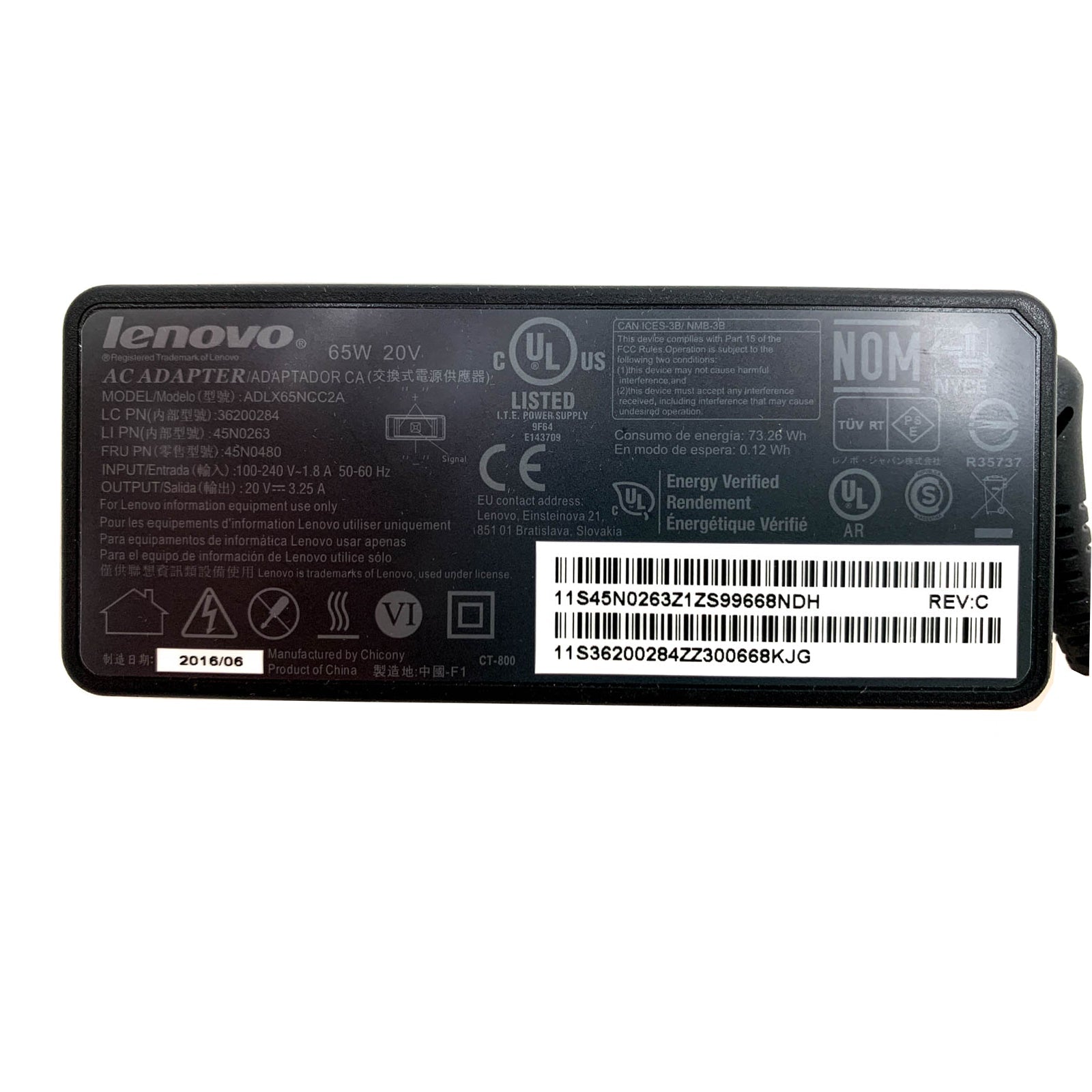 Original Lenovo 65W AC Adapter 20V 3.25A – ADLX65NDC2A Square Tip