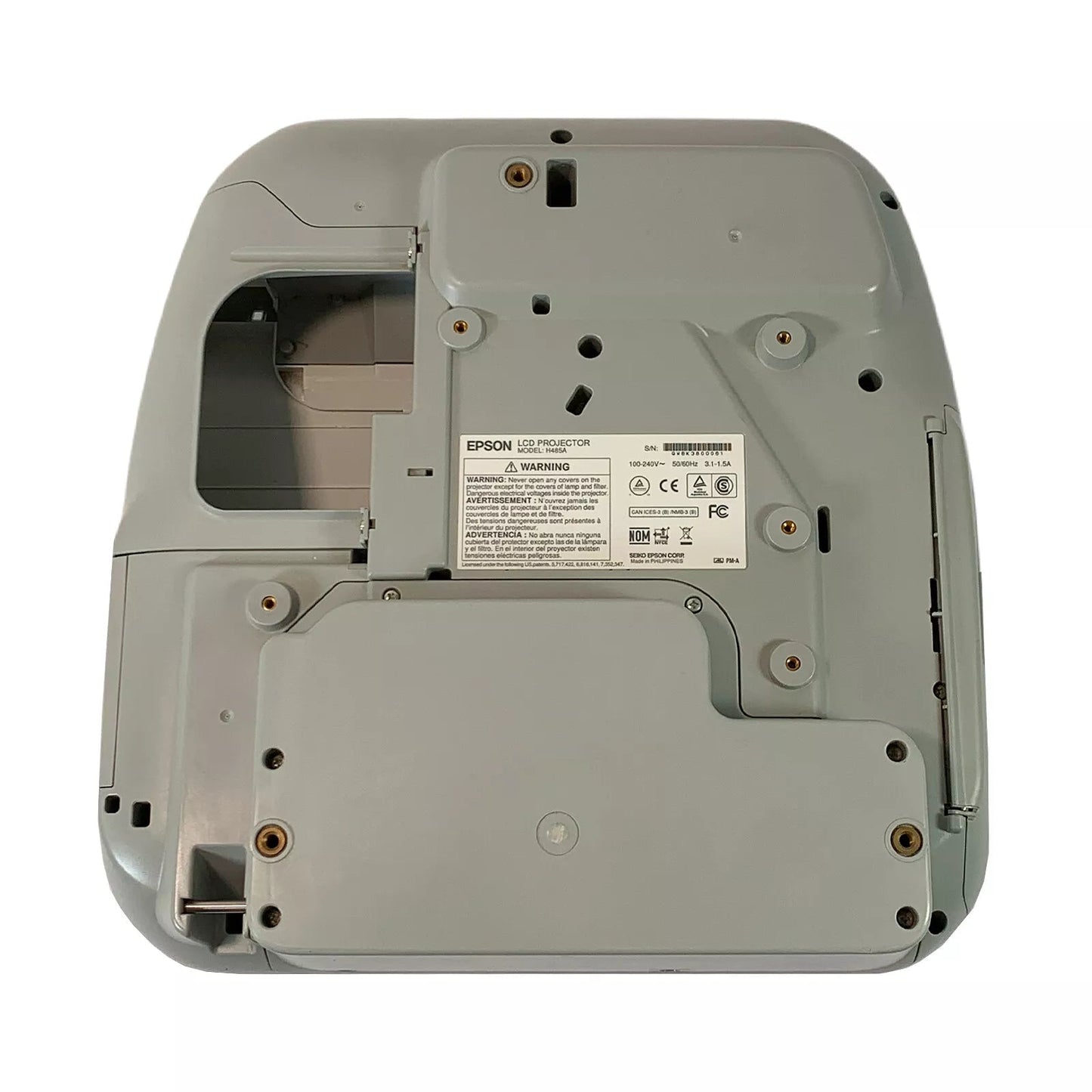 Bottom view showing mounting points and base panel