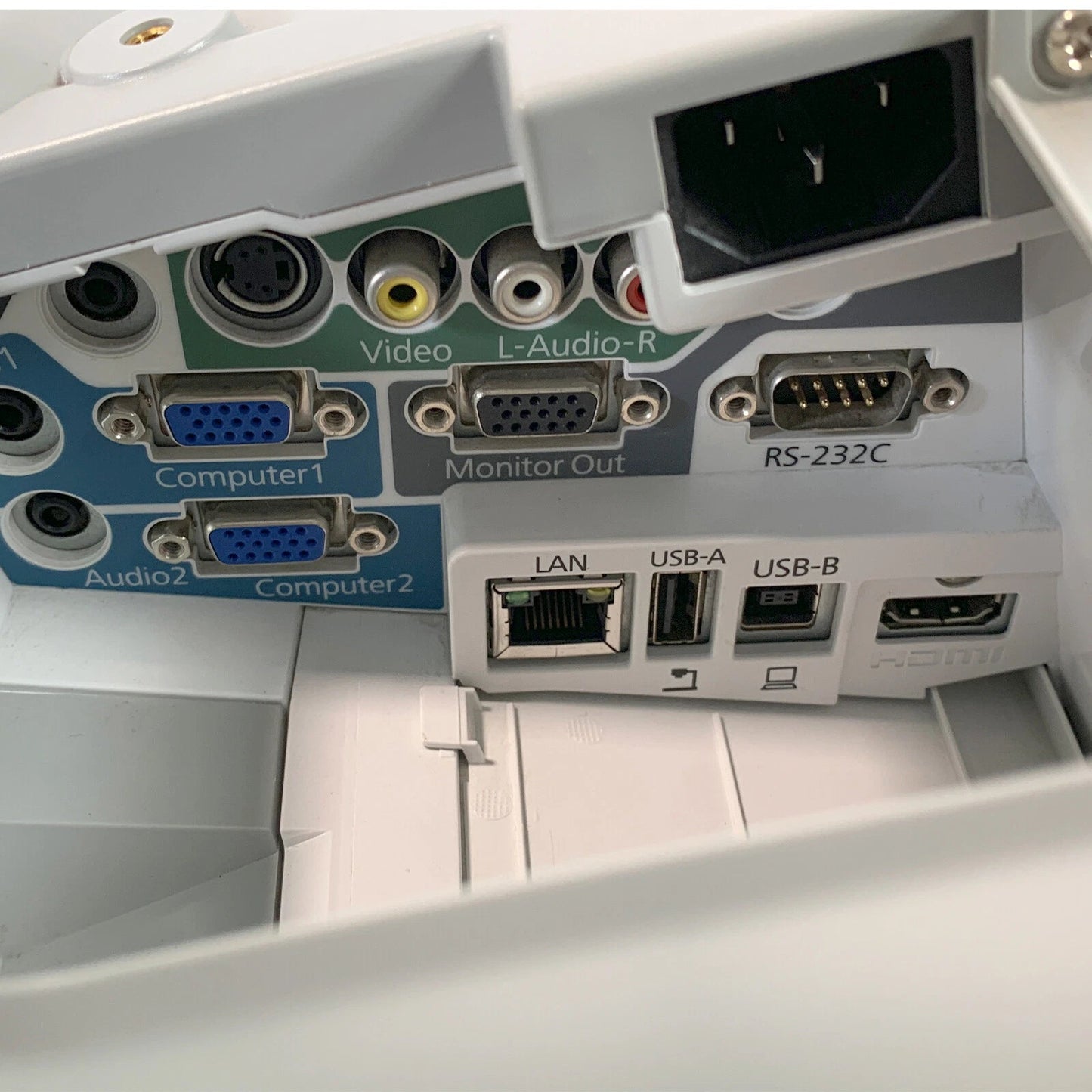 Connection panel with HDMI VGA LAN USB and RS232 ports