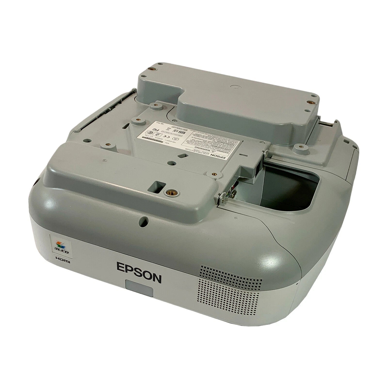 Angled upside down view of projector casing