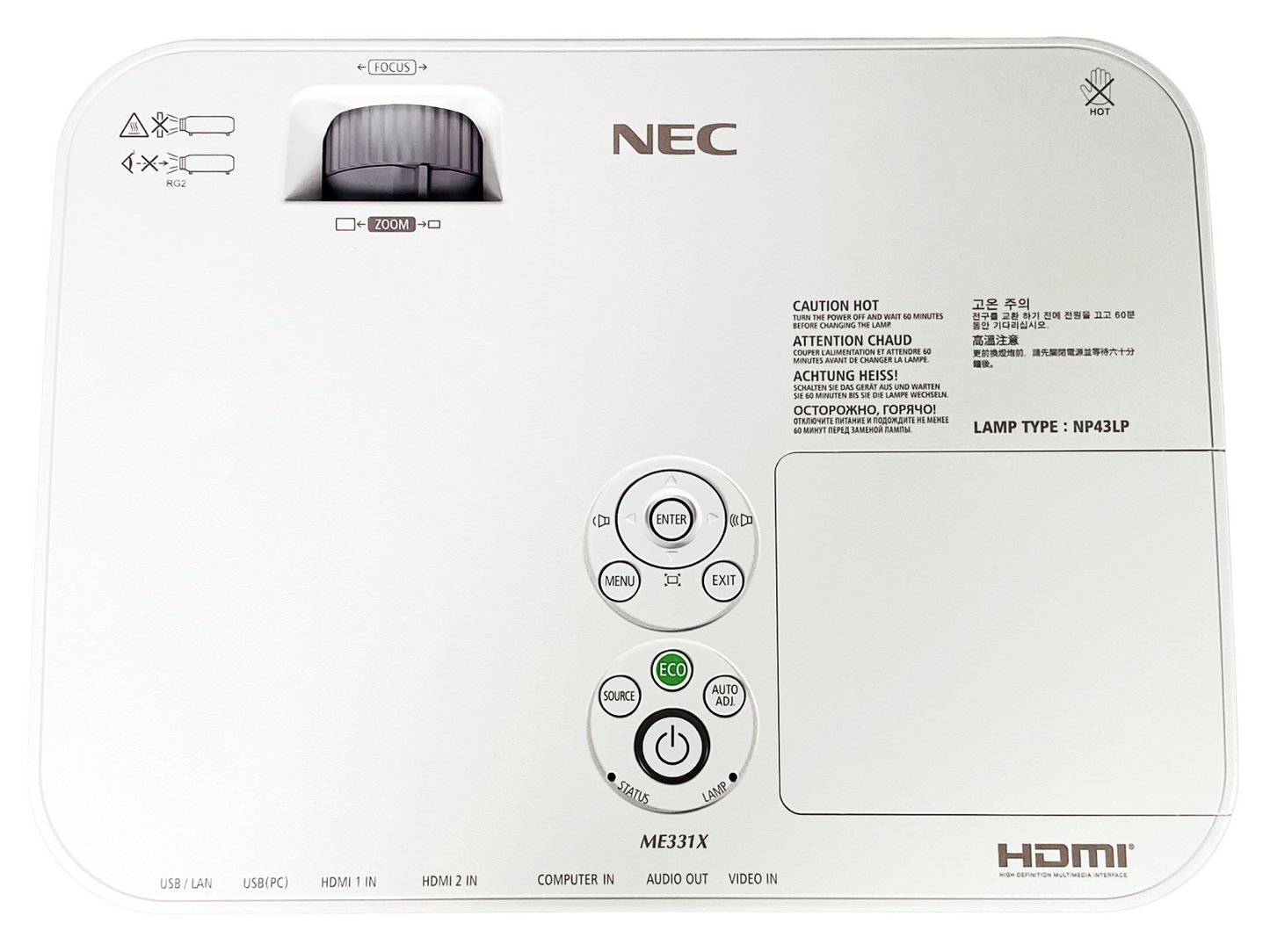 NEC ME331X 3LCD Projector XGA 3300 Lumens Full HD HDMI