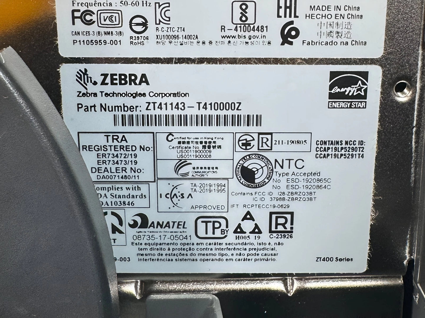 Zebra ZT411 Wireless Thermal Transfer Label Printer – 300 DPI, Peel Rewind, LAN USB WiFi