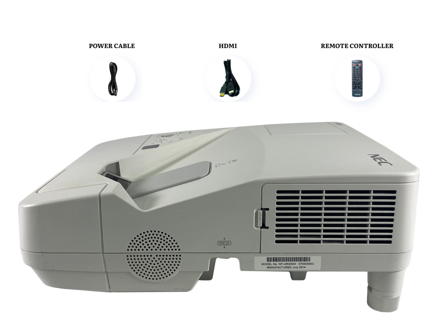 NEC NP-UM330W 3LCD Projector WXGA Ultra Short Throw 3300 ANSI HD HDMI w/Bundle
