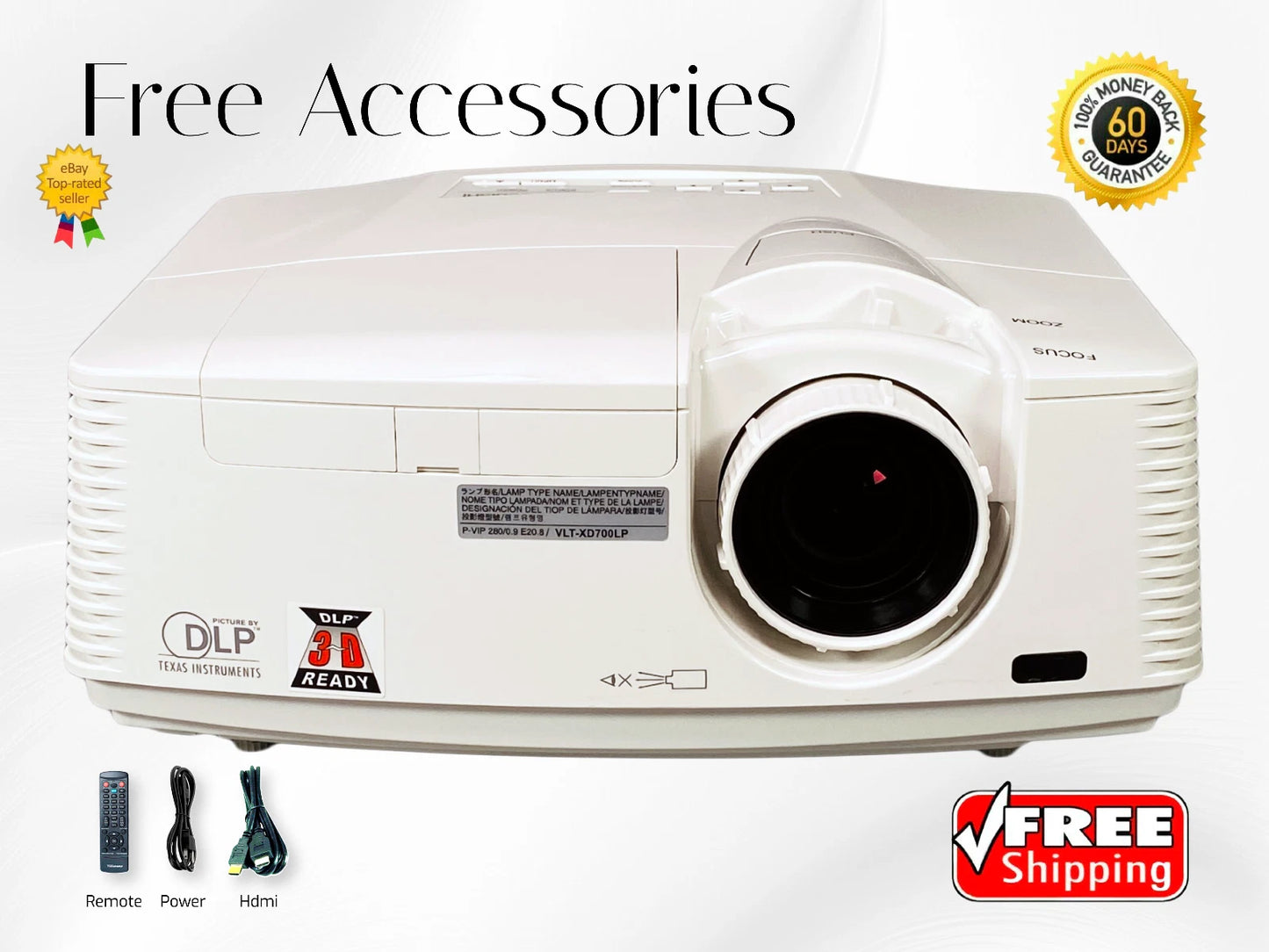 Mitsubishi WD720U-G DLP 4K Projector 4300 Lumens Quiet Operation PC 3D Ready