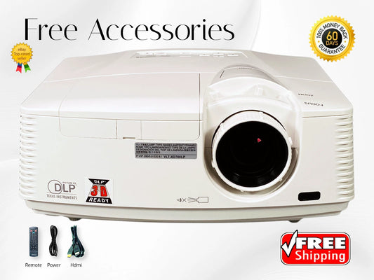 Mitsubishi WD720U-G DLP 4K Projector 4300 Lumens Quiet Operation PC 3D Ready