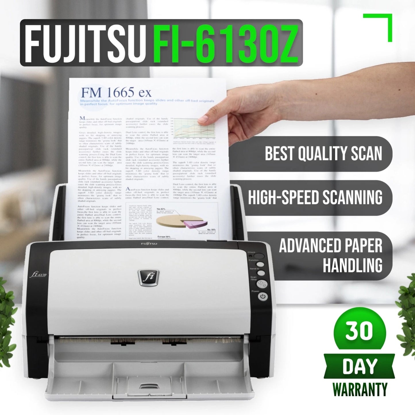 Fujitsu FI-6130Z Duplex Document Color Scanner – Fully Tested w/ Adapter & USB Cord ✅