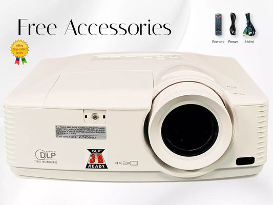 Mitsubishi WD570U DLP Meeting Room Projector 3500 ANSI HD 1080p HDMI bundle