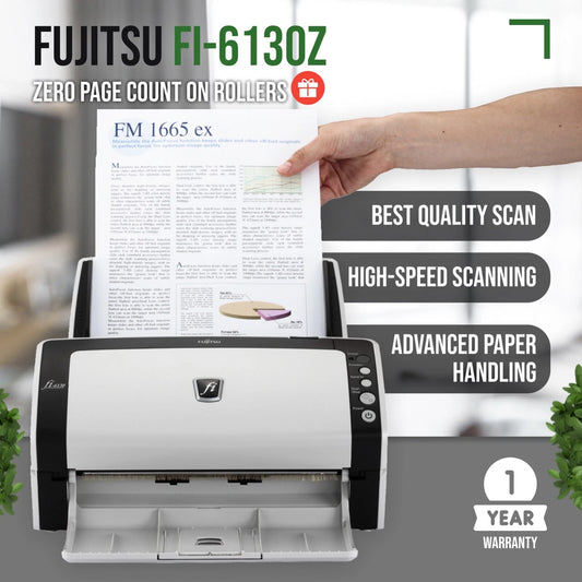 Fujitsu FI-6130Z Duplex Document Scanner – Color, USB 2.0, AC Adapter, Drivers Included