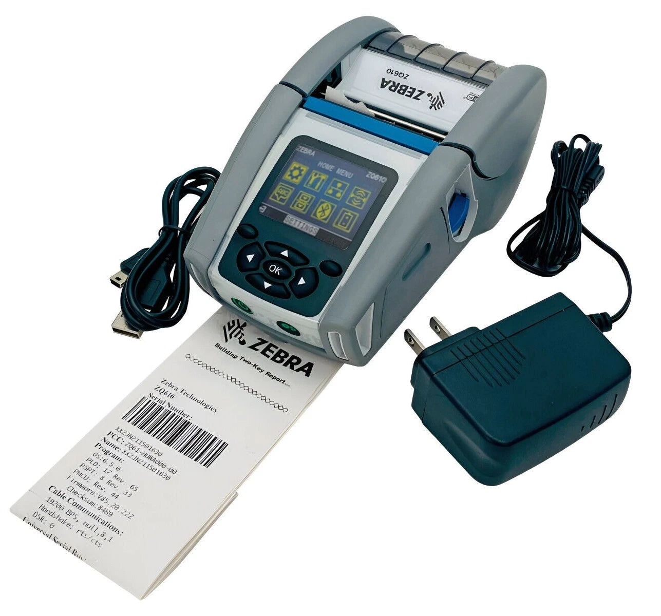 Zebra ZQ610 Mobile Barcode Thermal Printer WiFi Bluetooth USB No Battery TESTED