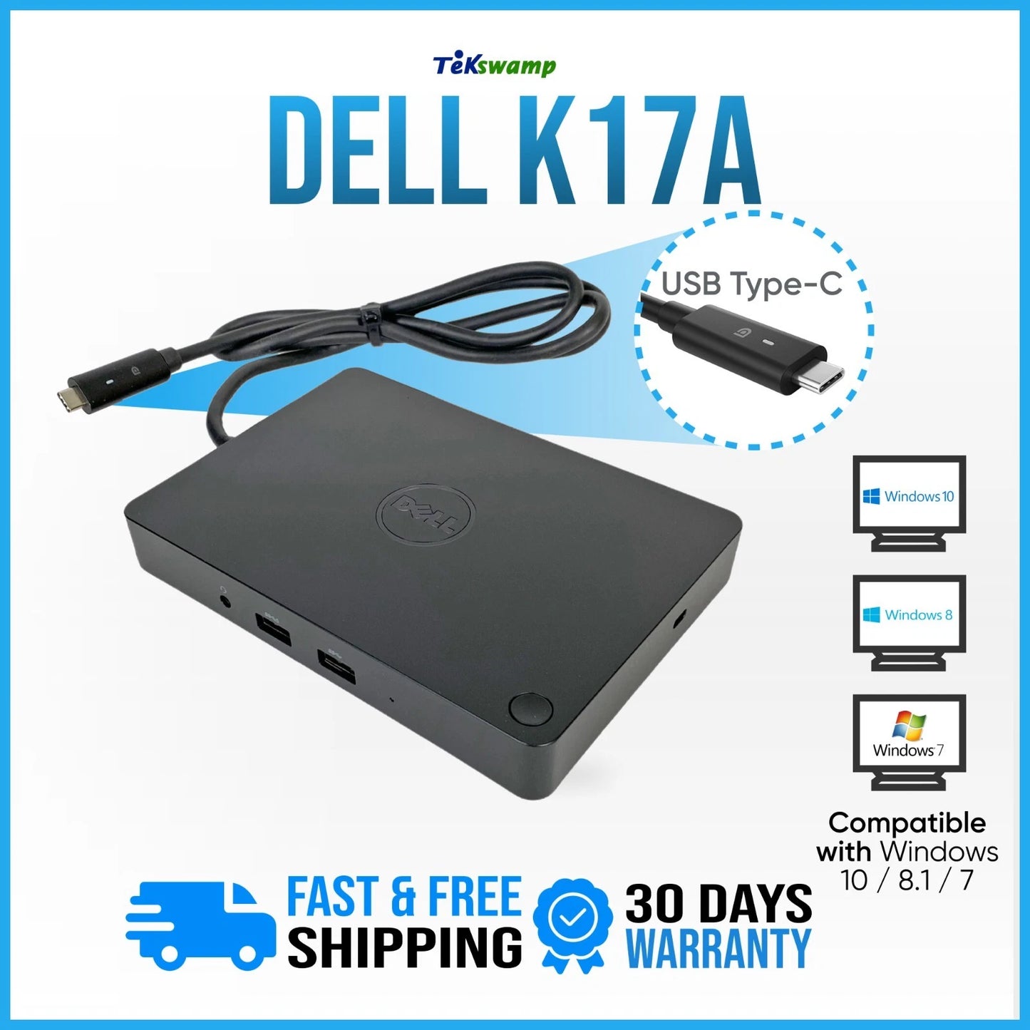 🔥 Genuine Dell WD15 K17A USB-C Docking Station – Business Dock, Dual 4K Display 🖥️⚡