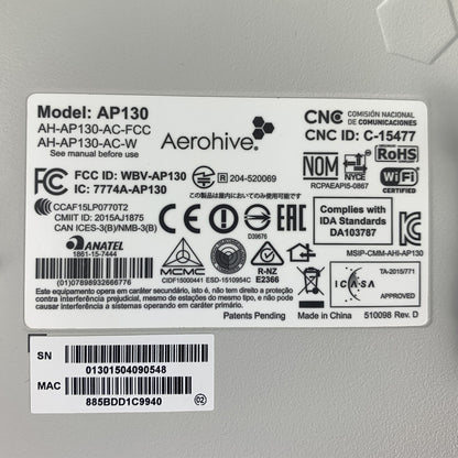 Lot of 5 Original Aerohive AP130 Wireless WiFi Access Point AH-AP130-AC-FCC