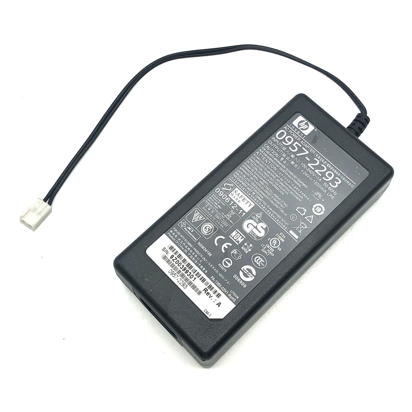 OEM AC Adapter for HP LaseJet printers 0957-2293 w/PC