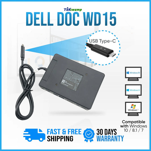 Genuine Dell WD15 K17A Business Dock USB-C Dual 4K Docking Station with Adapter