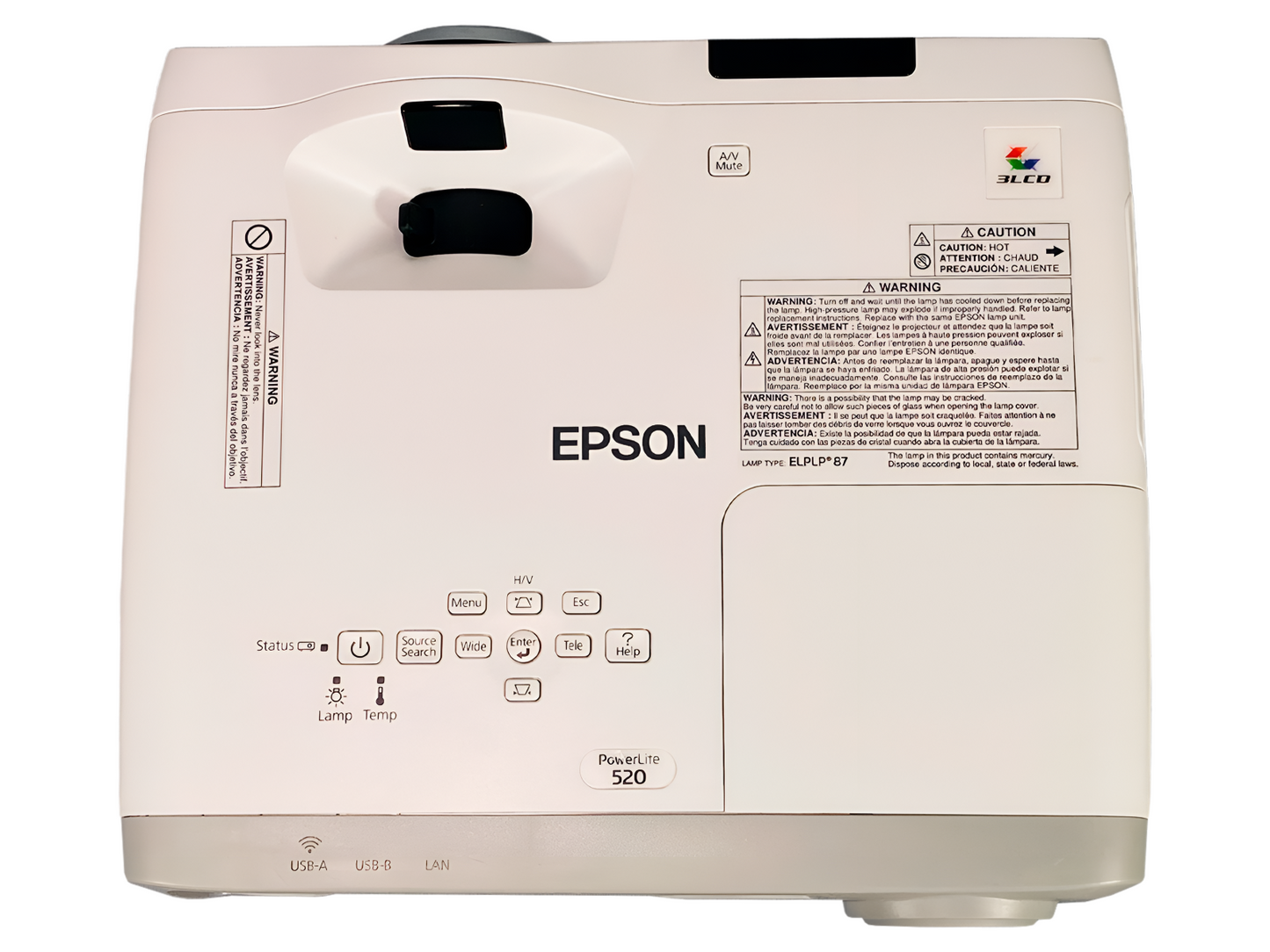 Epson PowerLite 520 3LCD Projector Short-Throw 2700 Lumens with Accessories Bundle