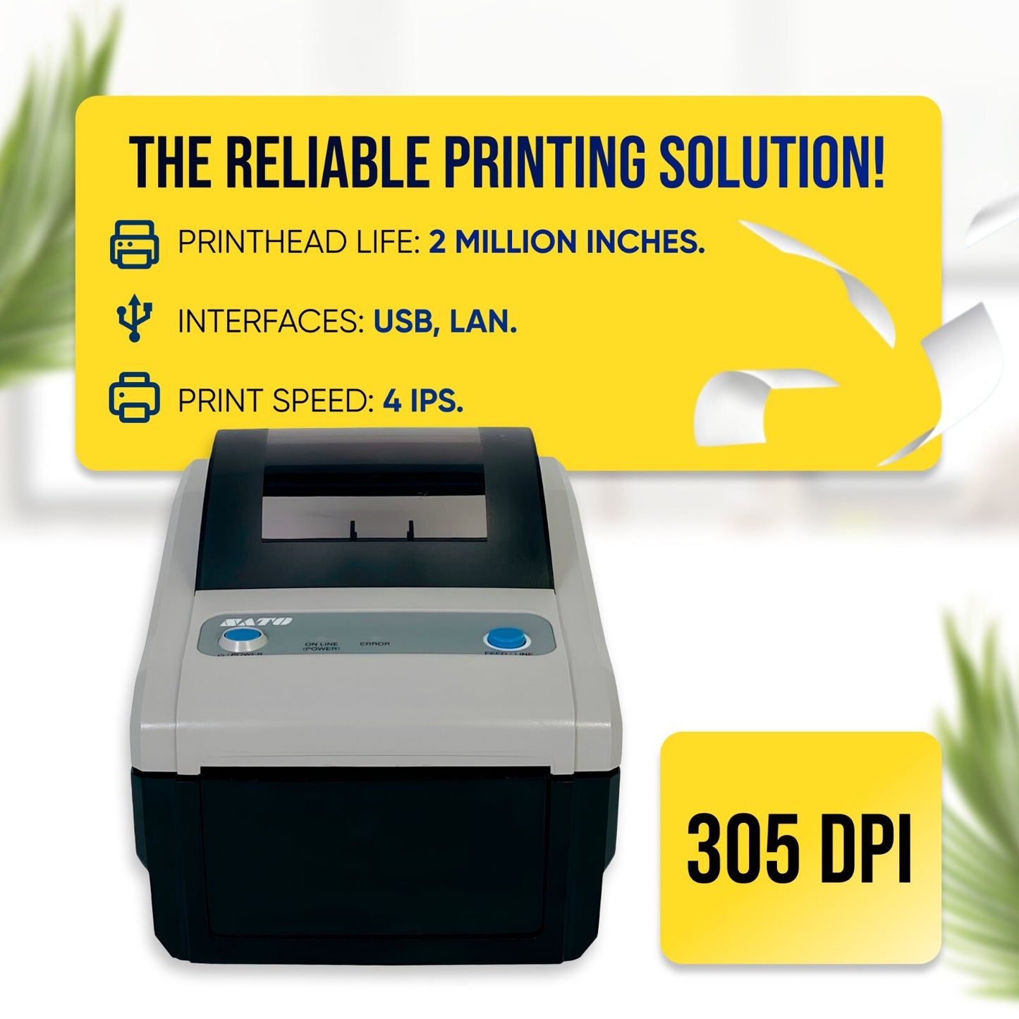 SATO CG412DT Thermal 4x6 300 x 300 DPI Barcode Label Printer LAN USB