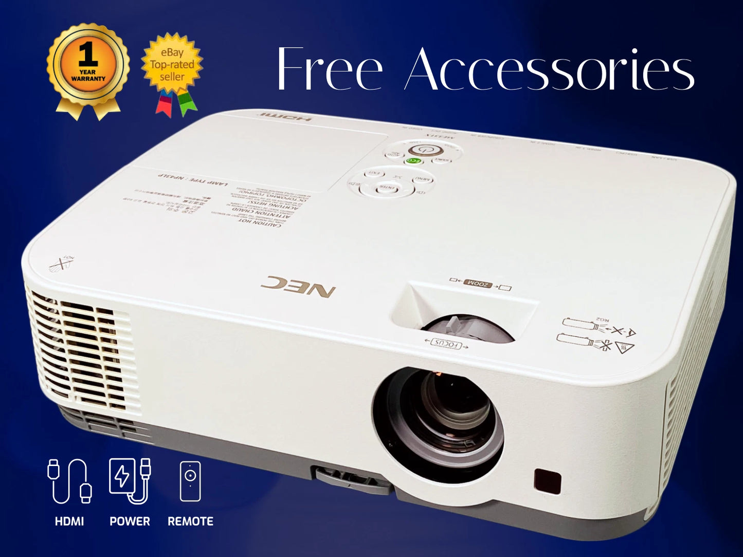 NEC ME331X 3LCD Projector Portable 3300 ANSI Professional 1080p HDMI w/Bundle