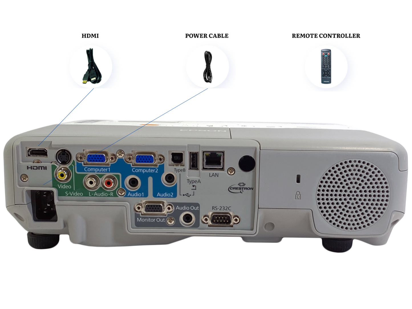 Epson PowerLite 95 3LCD Projector Refurbished HD 1080i HDMI Remote bundle