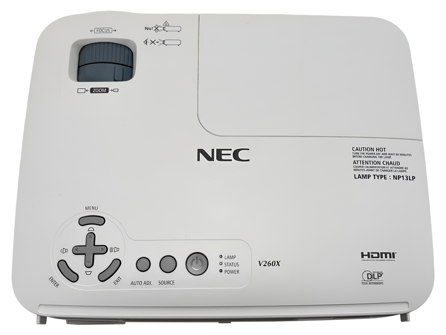 NEC V260X DLP Projector 2600 Lumens NP-V260X 1080i 3D Ready HDMI w/Accessories