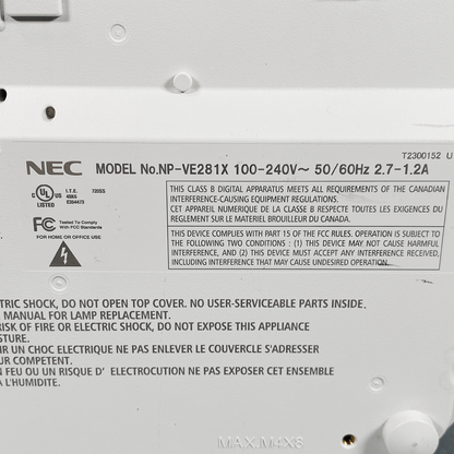 NEC NP-VE281X - DLP Projector 2800 Lumens HD PC 3D Ready XGA