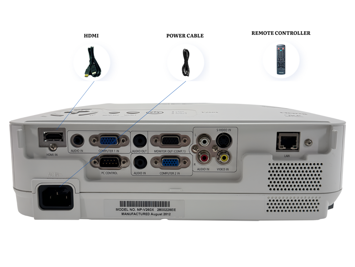 NEC V260X DLP Projector 2600 Lumens NP-V260X 1080i 3D Ready HDMI w/Accessories