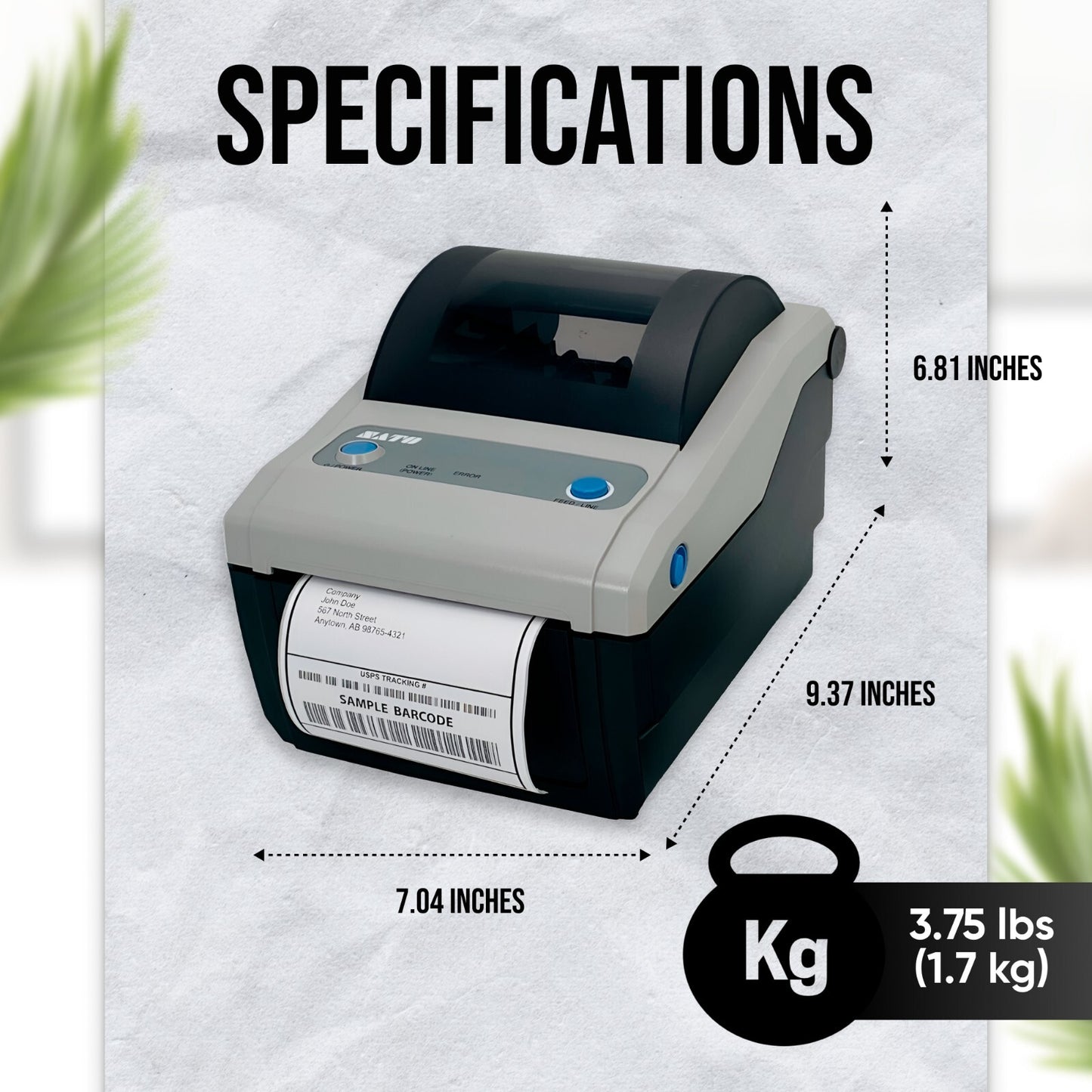 SATO CG412DT Thermal 4x6 300 x 300 DPI Barcode Label Printer LAN USB