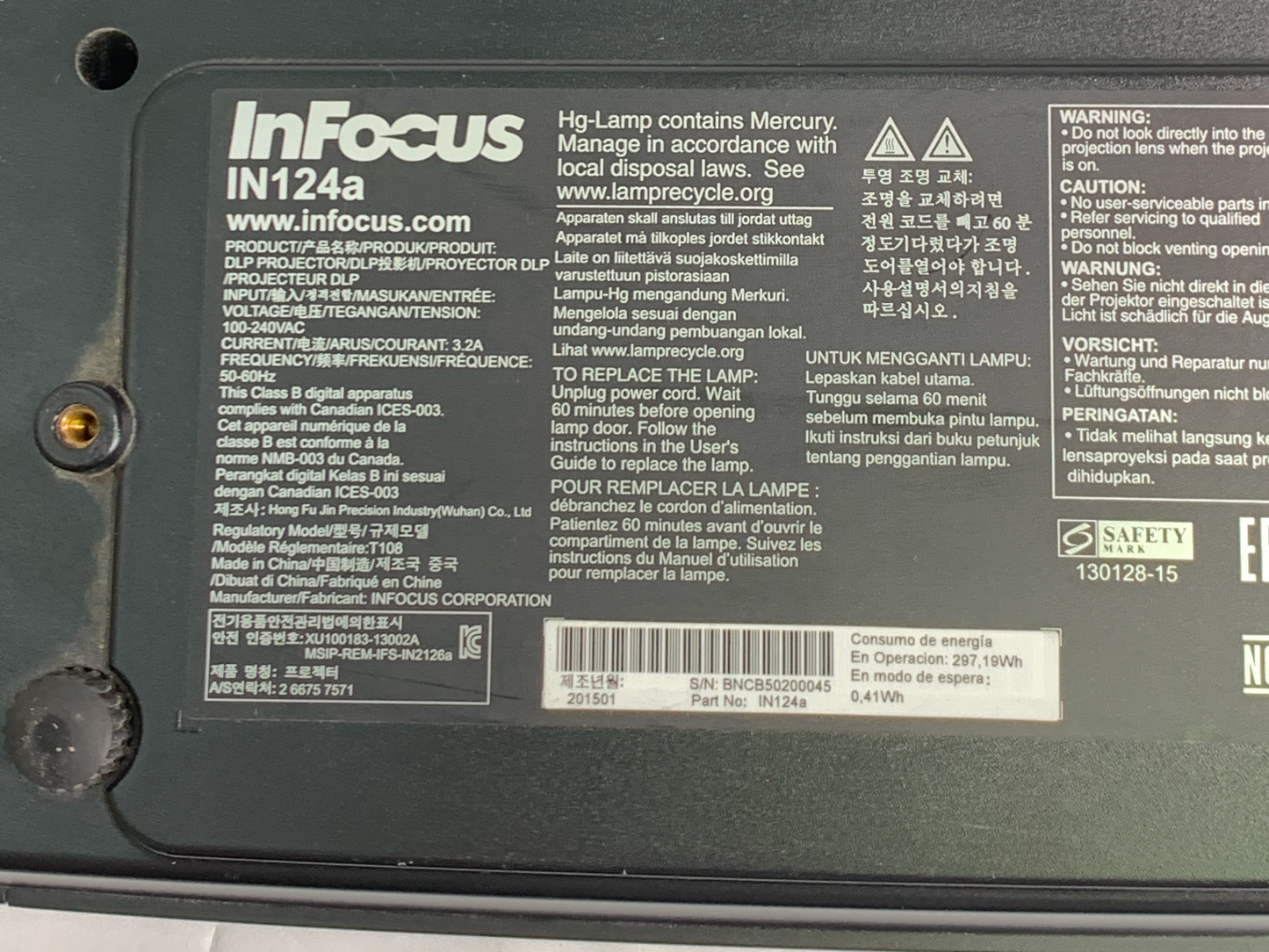 InFocus IN124a DLP Projector Portable Professional 3500 Lumens HD 1080p 3D HDMI