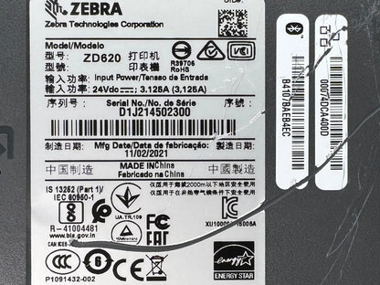 Zebra ZD620 300DPI Thermal Transfer Label Printer LAN USB Bluetooth Dispenser