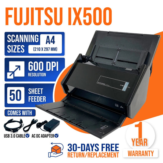 Fujitsu ScanSnap iX500 Color Duplex Wireless Document Scanner – Full Bundle Grade A ⚡ ✅