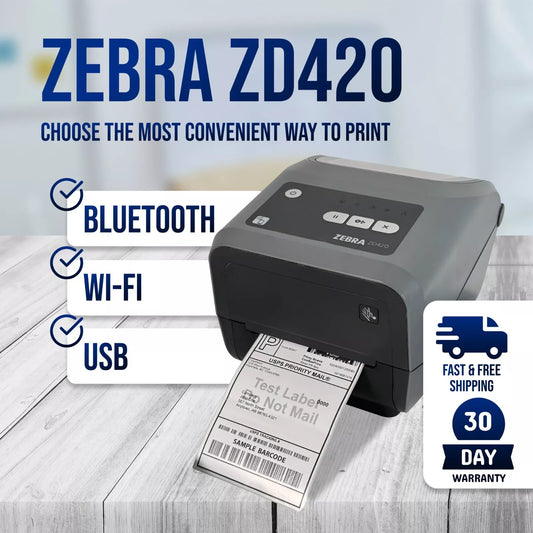 Zebra ZD420 (GK420D Replaces) Direct Thermal Transfer Barcode Printer BT WiFi