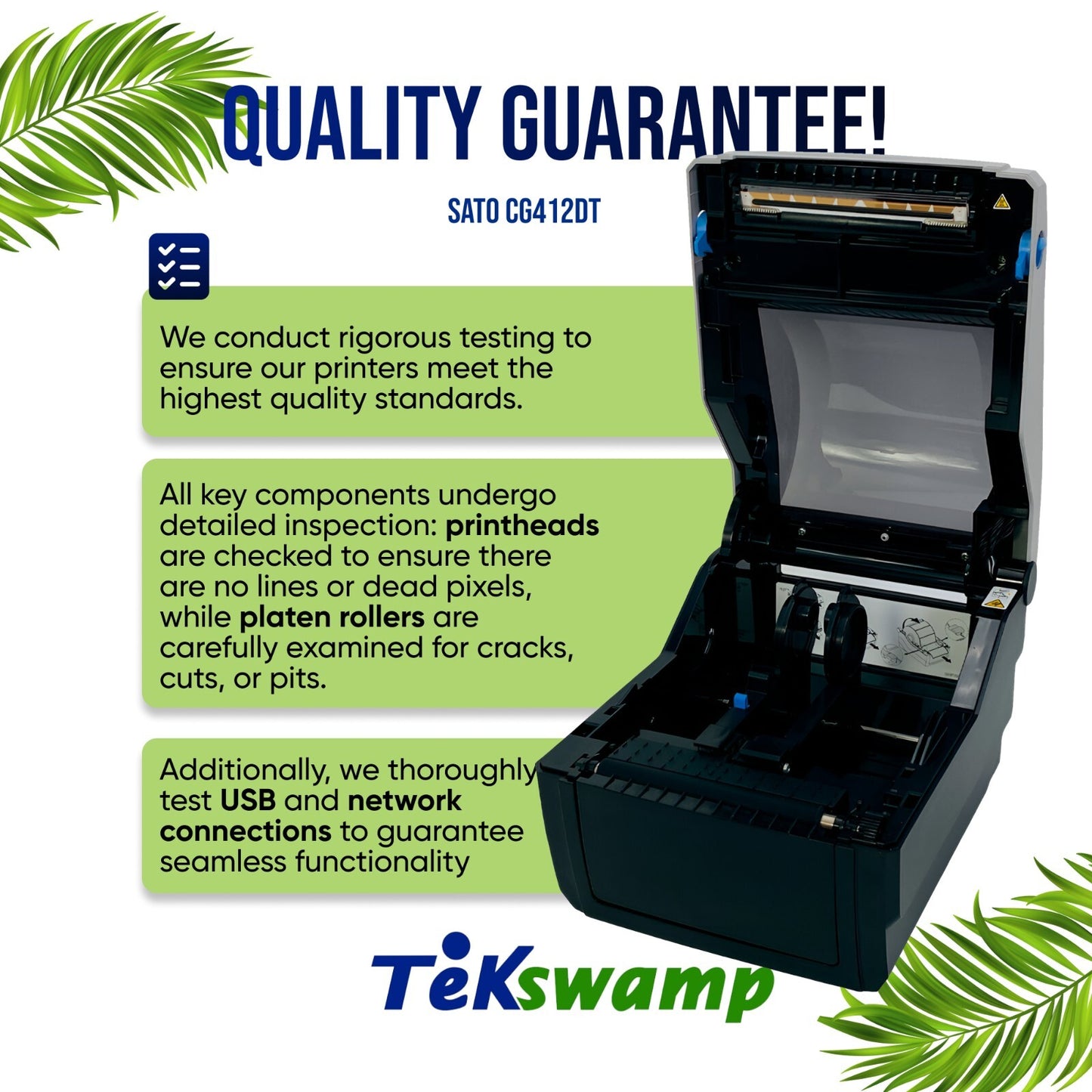 SATO CG412DT Thermal 4x6 300 x 300 DPI Barcode Label Printer LAN USB