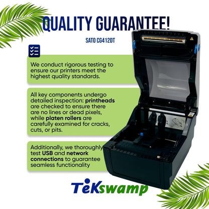SATO CG412DT Thermal 4x6 300 x 300 DPI Barcode Label Printer LAN USB
