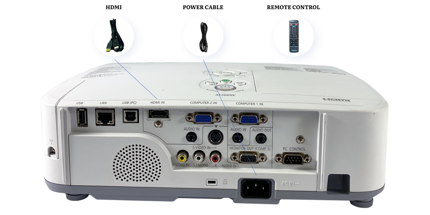 NEC NP-M300W 3LCD Projector 3000 ANSI 1080p Included: HDMI, Remote, Power cable